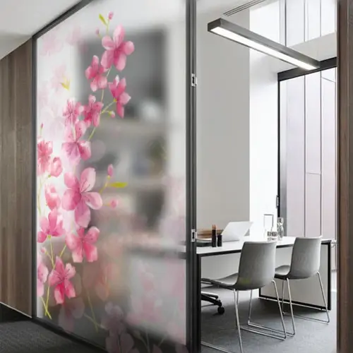decorative film on the glass