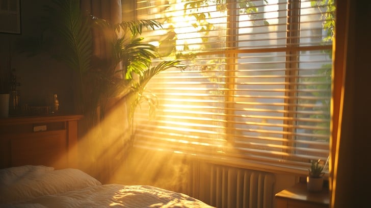 sunbeam on the bedroom
